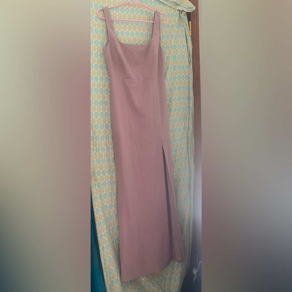 Anthropologie BHLDN Adena Crepe Square Neck Maxi Dress dusty pink so 8 NWOT